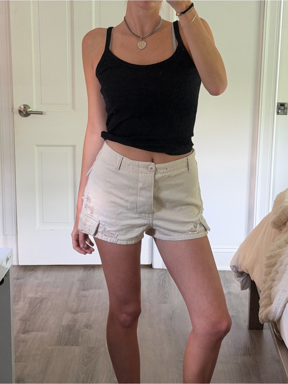 Carmar Tan distressed khaki shorts